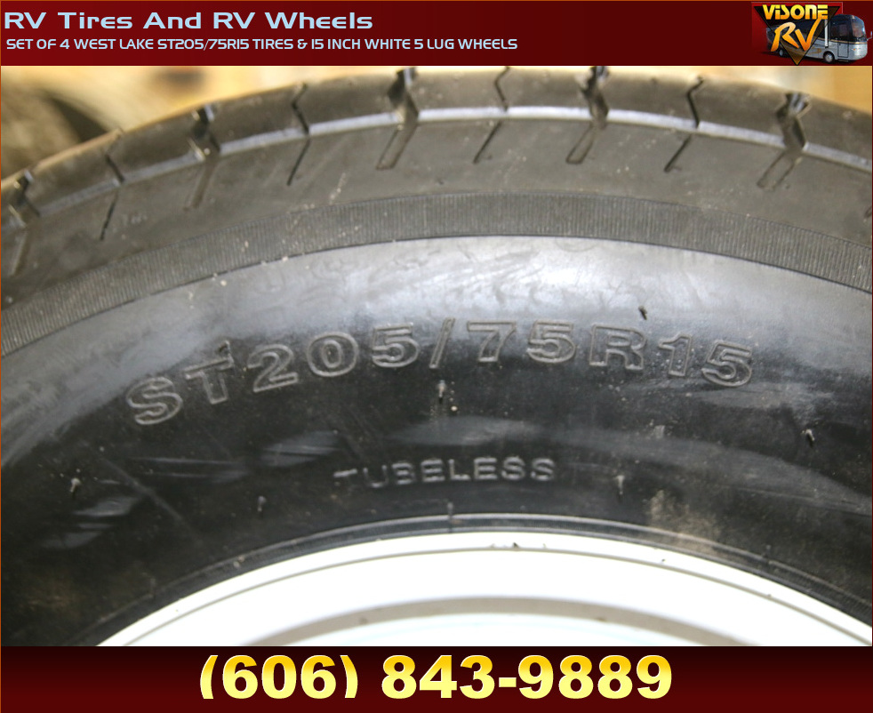 Towing Products SET OF 4 WEST LAKE ST205/75R15 TIRES & 15 INCH WHITE 5